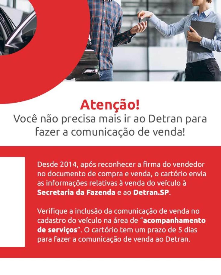 Infográfico sobre comunicação de venda detran. DOK Despachante.