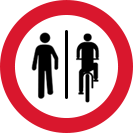 Pedestres à esquerda, ciclistas à direita
